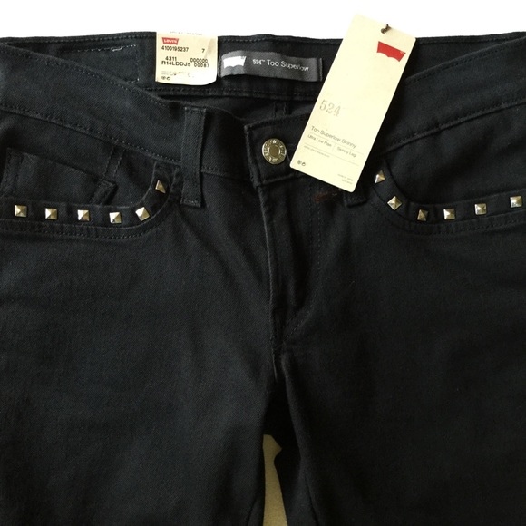Levi's 524 Too Superlow Skinny Size 5M/27 Black - Picture 5 of 8